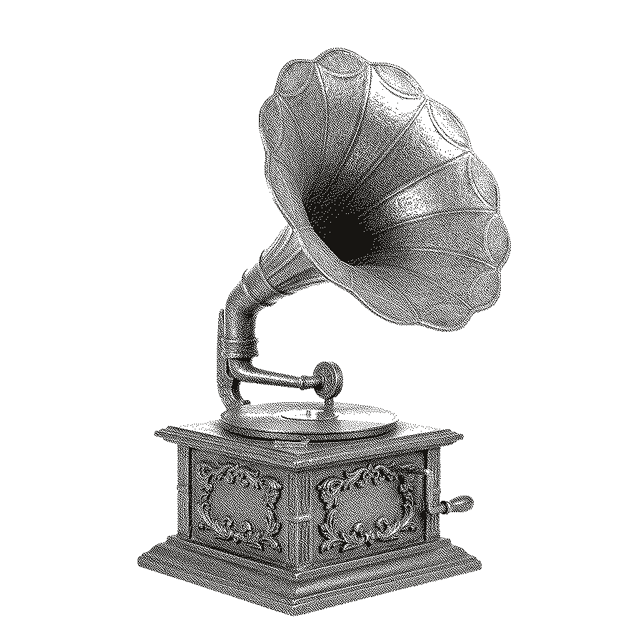 Dithered engraving of an antique phonograph